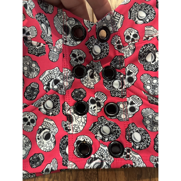 Torrid Pink Bikini Top Sugar Skulls Multi Color - String Missing- Women's Size 3 - Picture 6 of 7